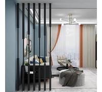 Black Metal Privacy Screen - Floor-to-Ceiling Room Divider with Hollow Column Design, Modern Decor for Home/Office/Hotel