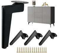 Black Metal Rectangular 14.5Cm Furniture Leg Anti-Slip