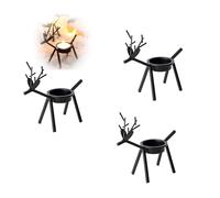 Black Metal Reindeer Tealight Candle Holder, Country Primitive Christmas Holiday Décor, Desktop Deer Decor, Metal Christmas Candle Holders, for Home, Restaurant, Festive Decor (black-3PC)