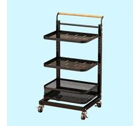 Black Metal Rolling Storage Cart - Kitchen Vegetable nizer with Wire Shelf and Basket - 3 Tier Rolling Utility Cart for Pantry Kitchen and Home nization