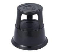 Black Metal Round Rolling Kick Step Stool with Castor Wheels and 150kg Load Capacity