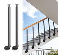 Black Metal Side Mount Railing System - Round Pipe Stair Balusters Post for Indoor/Outdoor Deck Porch & Balcony (2 Pack H 105cm/41.4in) - Durable Stylish Safety Solution