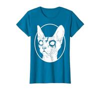 Black Metal Sphynx Cat | Pastel Goth and Death Metal T-Shirt, Women, Sapphire Blue, XX-Large