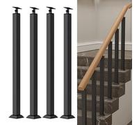 Black Metal Stair Adjustable Connector 4PCS 80cm/31.5" for Indoor Loft Railing Durable Staircase Railing Modern Design for Safety anStyle