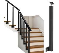 Black Metal Stair Balusters Post Adjustable 270° Bracket Handrail Spindles Side Mounted Railing Pillar for Decks & Steps 85cm/33.5inch 1pc Banister Column