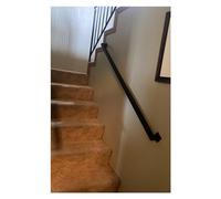 Black Metal Stair il 7m/6m/5m/4m/3.6m/3m/2.4m/1.8m/1.5m Wall Mounted Support for Stairs Heavy Duty Safety Rails for Elderly & Kids Complete Set (Color: Black)