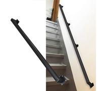 Black Metal Stair Railing 200cm Safety Handrail with Wall Supports & Metal Screws Iron Wrought Staircase Guardrail for 1m to 6m StairsDurable & Modern Design