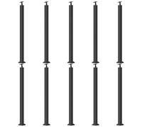 Black Metal Stair Railing Kit - 10 Pcs Adjustable 270° Bracket, Square Spindles for Indoor/Outdoor Decks, Steps, Garden Remodeling, Front Mount Safety Solut