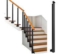 Black Metal Stair Railing Kits for Attics & Terraces Adjustable il Support Side-Mount Rail Posts 2.95ft/90cm Length 1 Pack - & Slish Safe Solut
