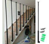 Black Metal Stair Railing with Side Mounted Balusters Preassembled Indoor il Non Slip Safe Design 20" 50.8cm Perfect for Home Easy Installat
