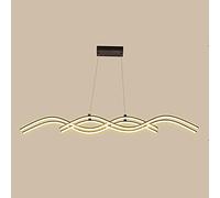 Black Metal Strip Pendant Lamp, Wave Shaped Hanging Light, 64W LED Chandelier, 47.2" Linear Long Suspension Lamps, Minimalist Ceiling Drop Lights for Dining Room