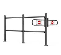 Black Metal Swing Safety Gate - Spring-Loaded One-Way Access for Supermarkets & Cashiers - Automatic Closing Pedestrian Door (200x100CM) - Secure Import/Export Solution