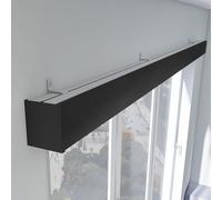 Black Metal Three in One Curtain Rail with Valance for Living Room and Bedroom Customizable Wall/C Mount 1.8m (5.9ft)