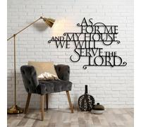 Black Metal Wall Art, Joshua 24:15 Sign, Serve the Lord Verse, Hanging, Metal Wall Art, Artwork Decoration, for Living Room,Bedroom Hallway and Stairs Nature Home Decor Gift (41L x27W)