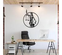 Black Metal Wall Art, Lady Justice Decor, Themis Justitia Style, Lawyer Gift, Metal Wall Art, Artwork Decoration, for Living Room,Bedroom Hallway and Stairs Nature Home Decor Gift (19L"