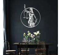 Black Metal Wall Art, Lady Justice Decor, Themis Justitia Style, Lawyer Gift, Metal Wall Art, Artwork Decoration, for Living Room,Bedroom Hallway and Stairs Nature Home Decor Gift (35L"