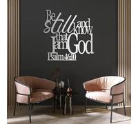 Black Metal Wall Art, Psalm 46:10 Decor, Scripture Sign, Rustic Style, Metal Wall Art, Artwork Decoration, for Living Room,Bedroom Hallway and Stairs Nature Home Decor Gift (30L x30W)