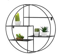 Black Metal Wall Floating Ledge Shelves with Round Wine Bottle Holder and Cup Storage Display Rack Stylish Plant Pot Stand for Home Bar Dining Room and Kitchen (Size: 70x16x70cm)