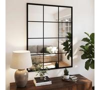 Black Metal Wall Mirror 80x60cm Rectangular Modern Bathroom Bedroom Hallway