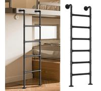 Black Metal Wall Mounted Attic LadderWrought Iron Bunk Bed Step Ladder for Loft Dorm Attic Window Well Egress280cm/110in Heavy Duty Design