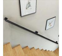 Black Metal Wall-Mounted Stair Railing 4.5m Forged Iron il for Indoor/Outdoor Use Perfect for Villa Loft Hallway Safety Support 80cm to 240cm Options