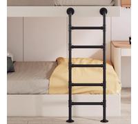 Black Metal WallMounted Attic Ladder 110in Loft Bunk Bed Step Ladder Wrought Iron Egress Window Well Ladder for Indoor/Outdoor Fire Escape SpaceSaving Design