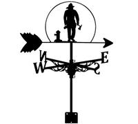 Black Metal Wind Vane Fireman Silhouette Weathervane with Anti-rust Coating Wind Direction Indicator Apply to Decoration Garden Patio Garage Roof Barn