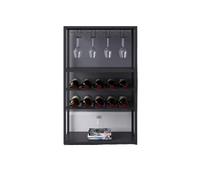 Black Metal Wine Rack for Floor Stora Ele Home Display Shelf for Wine Coolers with Glass Shelves Alcohol nizer Stand (Mum Size)