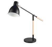 Black Metal & Wood Folding Desk Lamp