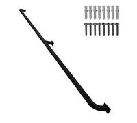 Black Metal Wrought Iron il - 13ft Wall-Mount Non-Slip Grab Bar Railing, Safe ir Banister, Secure Rail with Clete Inllat Kit for Indoor & Outdoor Use