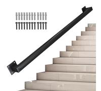 Black Metal Wrought Iron il for Stairs, 1m-3m Adjustable Length, Indoor/Outdoor Grab Rail with Wall Holders & Screws, Durable Safety Railing (12ft/3600mm)