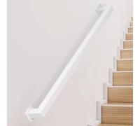 Black Metal Wrought Iron Stair Banister Handrail 1m to 3m Adjustable Railing Brackets for Indoor/Outdoor Use Durable Grab Rail for Staircase Support (Size: 6.6ft/200cm)