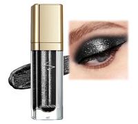 Black Metallic Liquid Glitter Eyeshadow & Waterproof Eyeliner Pen - Long-Lasting, Matte Shimmer, Highly Pigmented, Sparkly, & Easy to Blend