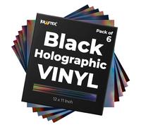 Black Metallic Vinyl Holographic & Oil Slick Vinyl Permanent for Cricut: [6PK, 12 x 11 inch] Black Chrome Sheets