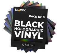 Black Metallic Vinyl Holographic & Oil Slick Vinyl Permanent for Cricut: [6PK, 12 x 11 inch] Black Chrome Sheets