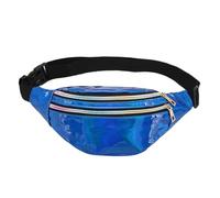 Black Metalliic Bags with Three Compartment and Smooth Zip - Adjustable Strap Black Metalliic Fanny Bag | Holographic Fanny Pack | Stylish Fanny Waterproof Neon Waistbag for Women and Girls