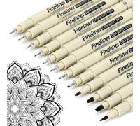 Black Micro Fineliner Drawing Pens, 12-Pack, Waterproof Archival Ink, 0.2-3.0mm Fine Line Markers with Brush Tip, for Sketching Manga Zentangle (Black)