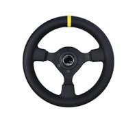 Black Microfiber Leather Yellow Connector 280mm Racing Steering Wheel Universal Modified Sport Steering Wheel(001-GZFXP538-05)