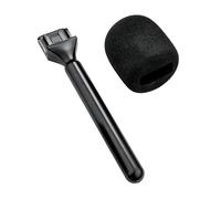 Black Microphone Handle & Foam Windshield, Compatible with Rode Wireless Go/Go II/DJI Mic 1 & Mic 2, Converts Into Handheld For Interviews, 24cm, Plastic