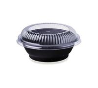 Black Microwavable Bowl Container with Lid, 500cc, Ideal for Hot and Cold Food, Microwave Safe, Washable and Reusable, Suitable for Homes, Restaurants, and Catering Services (Pack of 20)
