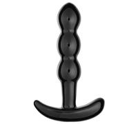 black Midnight Caviar Black Glass Beaded Butt Plug - 5.5 Inch