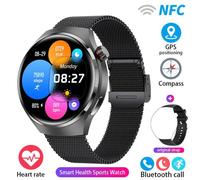 (black, Milan mesh steel) Zodvboz Nfc Smart Watch Men Watch 4 Pro Amoled Hd Screen Heart Rate Bluetooth Call Ip68 Waterproof Smartwatch 2023 New Gt4 Pro