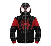 (Black Miles, 8-11 Years) Spider-man Kids Boys Miles Morales 3d Style Hoodie Sweatshirt Superhero Zip Up Jacket Coat Cosplay Costume