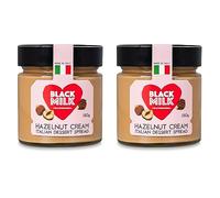 Black Milk Hazelnut Cream Spread 2x230g - Made In Italy - Bake or Spread - Gluten Free - Two Jars