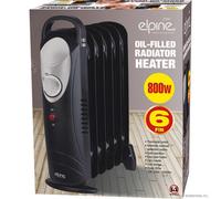 Black Mini 700W Oil Filled Radiator Portable Electric Thermostat 6 Fin Heater Compact