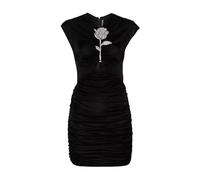 Black Mini Dress with Rose, female, DAVID KOMA, Party Dresses, Black, S, Dresses S