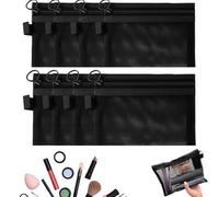 Black Mini Makeup Bag, 8PCS Small Make Up Bag with Zipper, Mesh Pouch for Handbag Essentials, Travel Toiletry Organizer for Cosmetics, Gym, Business Trip, Camping