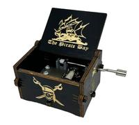 Black Mini Music Box Hand Crank Musical Box Carved Wood Musical Gifts (Davy Jone's Theme)