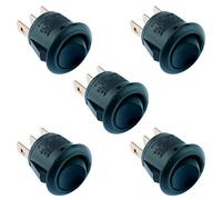 Black Mini Round On-On Rocker Switch SPDT 12A SCI R13-270C Panel Mount Dash (Pack of 5)