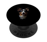 Black Miniature American Shepherd Dog Mini Aussie Face PopSockets Adhesive PopGrip